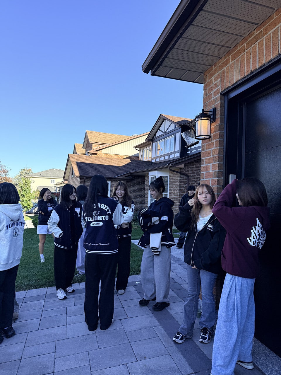 Members gathering outside before an event